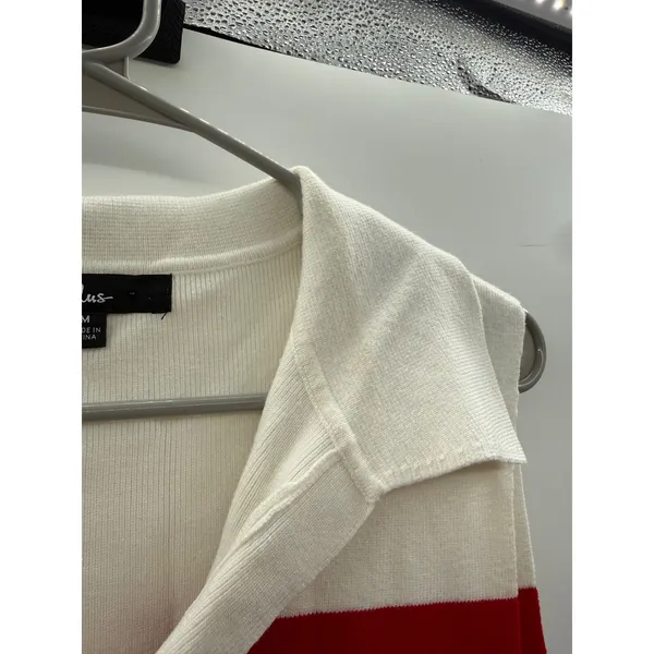 Lulus Striped Sleeveless‎ Sweater Dress Womens M White Red Polo Collar Knit Mini - Image 10