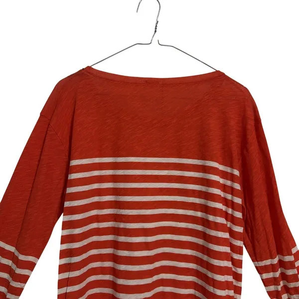 J.Crew Womens Orange White Striped Slub Cotton 3/4 Sleeve Top Size‎ M 80227 - Image 8