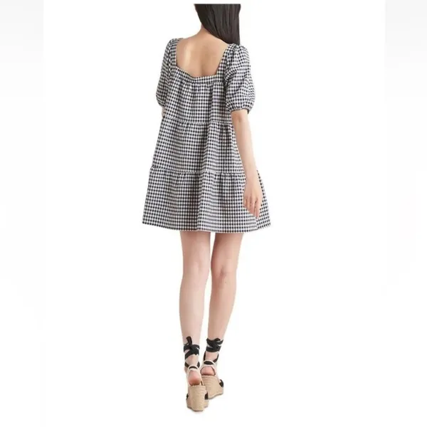 Black Tape_ Womens‎ Gingham Short Sleeve Mini Dress Button Up US M Regular - Image 2