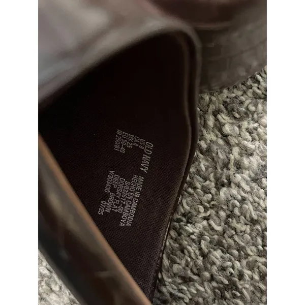 Old Navy Deep Brown Croc-Embossed Square-Toe d'Orsay Flats 8 - Image 2