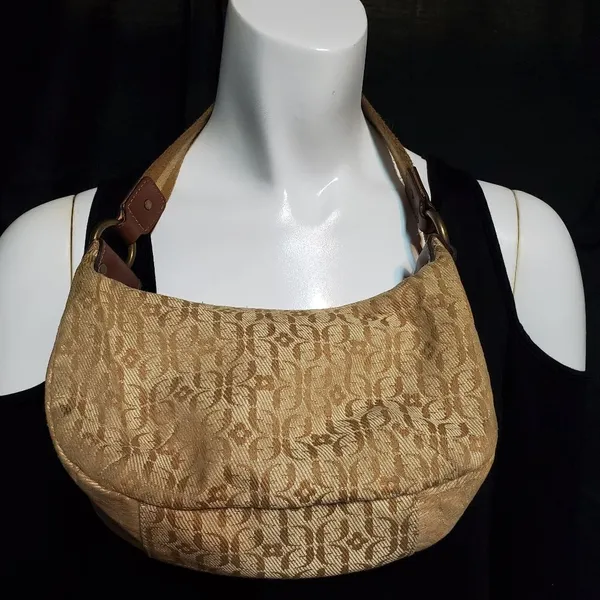 Fossil Tan & Brown F & Clover Patterned Mini Bag - Image 4