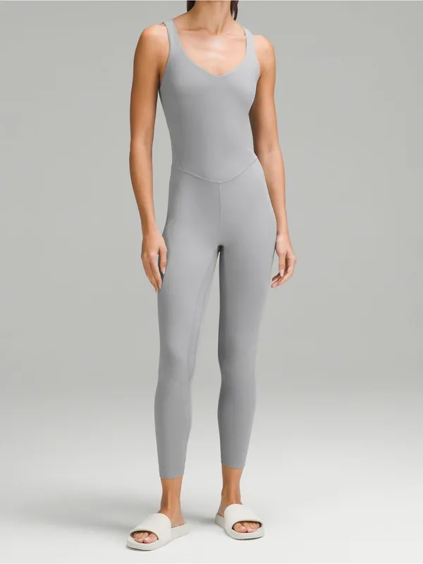 Lululemon Align Bodysuit 25” Heather Gray Built In Bra Size 6 - Image 2