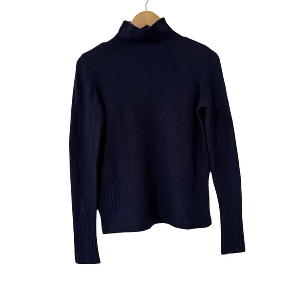 MADEWELL Merino Wool Ribbed Navy Long Sleeve Turtleneck Sweater Top - Image 5