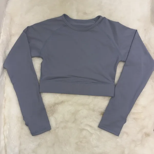 AYBL Athletic Minimalist Workout Seamless Long Sleeve Gray Crop Top Active Small - Image 9