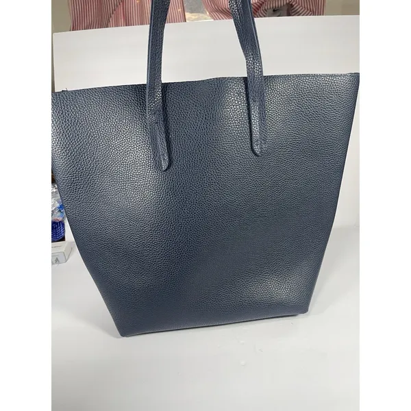 ULTA Beauty Navy Blue Faux Leather & Suede Tote Bag Shoulder Purse Magnetic Snap - Image 2