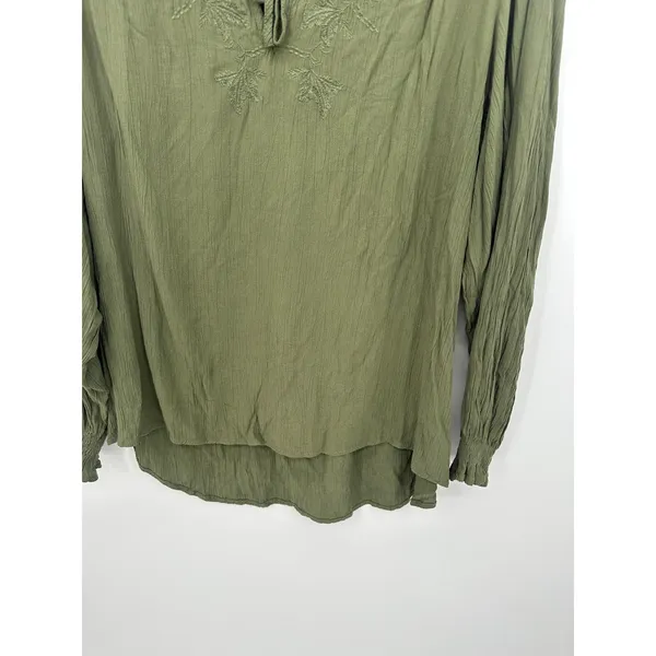 Knox Rose Womens Green Long Sleeve Boho Top Size M‎ NWT Peasant Fall - Image 3