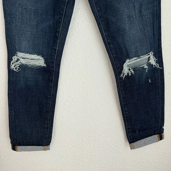 Frame Denim Le Garcon dark wash distressed boyfriend ankle jeans size 27 - Image 4
