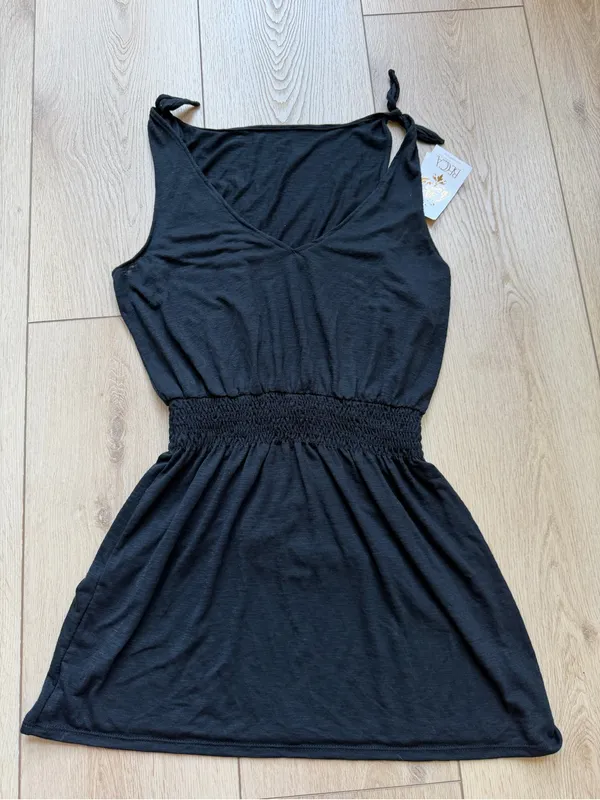 BECCA NWT Breezy Basics Swim Cover-Up Dress size Small Black Swimsuit Beach Mini - Image 7