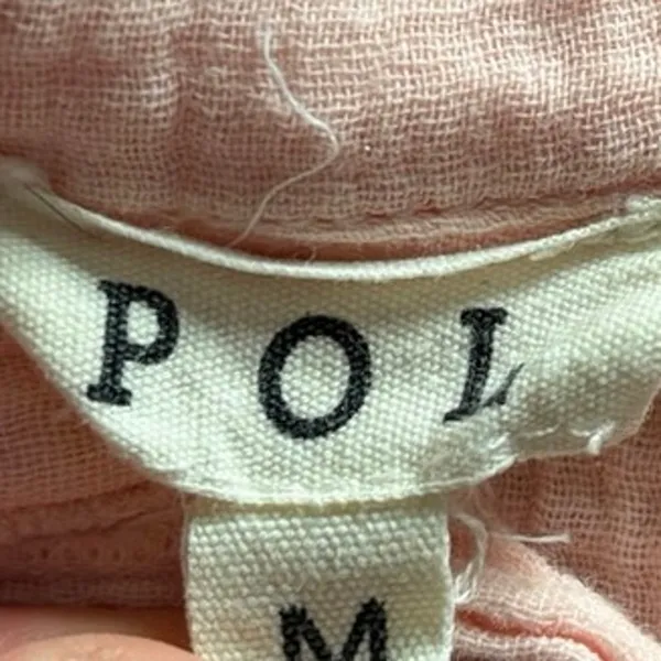 POL Textured Henley Pullover Oversized Pink Medium - Image 4