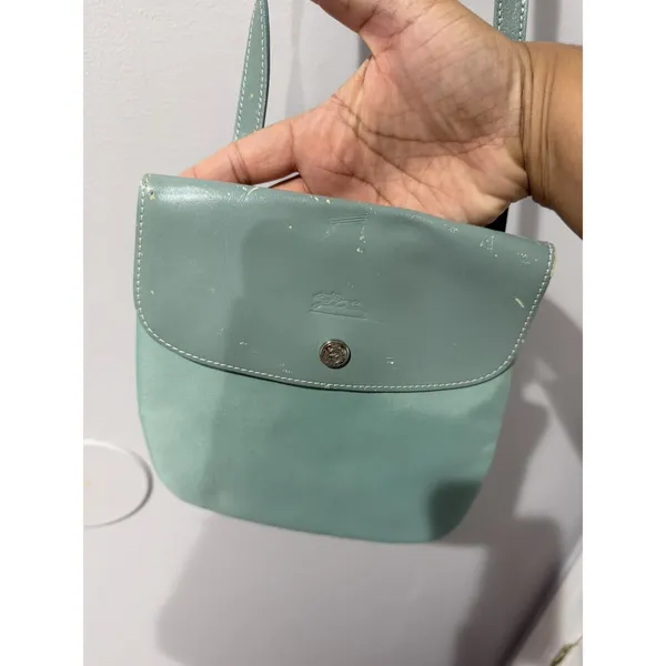 Longchamp‎ Le Pliage Leather Shoulder Bag Crossbody Made In France Vintage L - Image 3