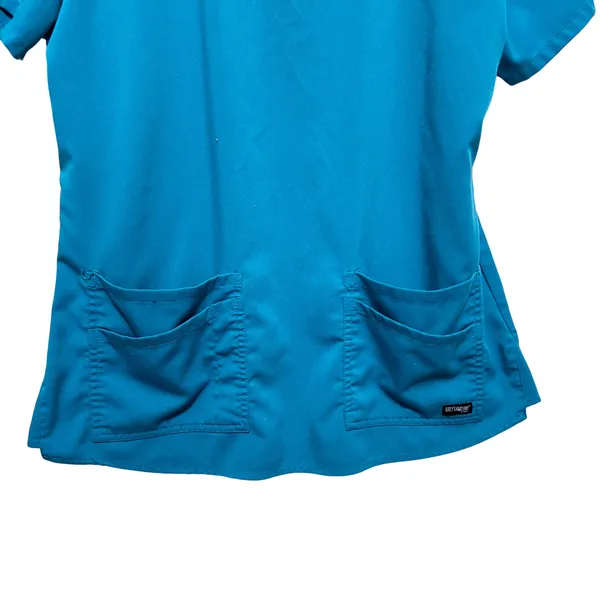 Greys‎ Anatomy Barco Women Scrub Top M Teal Blue Stretch Pockets Medical Uniform - Image 3