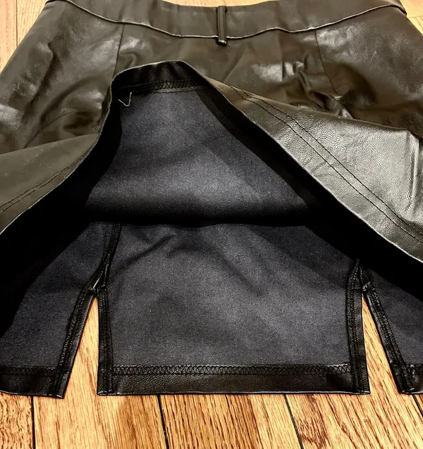 SheIn NWOT Sexy High Waist Notch Hem Leather A-Line /two front slits L - Image 10