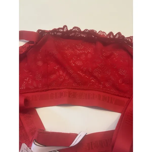 Victoria's Secret‎ Bralette Women Medium Red Lace Logo Band Unlined Wireless NEW - Image 9