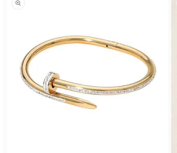 Stone Paved Hinged Bangle Bracelet Gold - Image 5