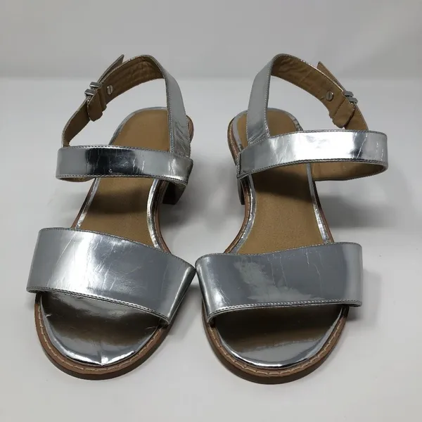 ASOS Silver Metallic Heel Sandals Block Heel Size 5 - Image 4