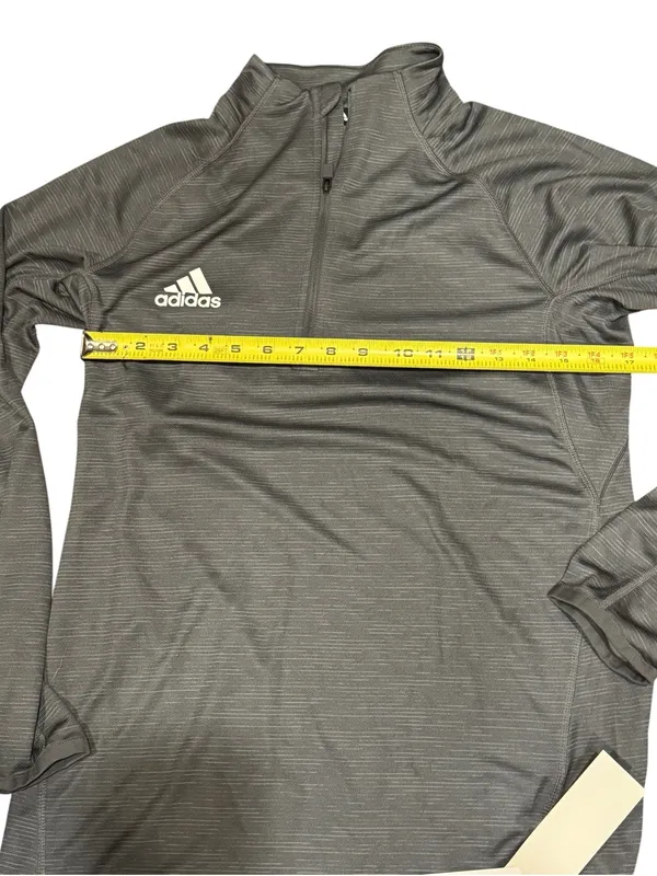 adidas womens Heathered Gray Quarter-Zip Performance Jacket - Image 4