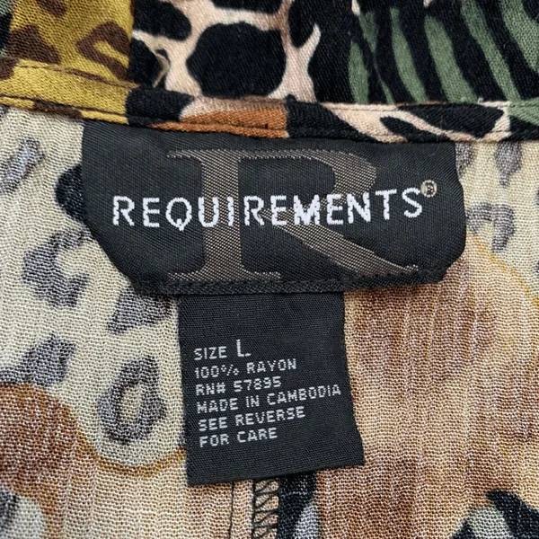 Requirements Vintage 90s Sleeveless Mixed Animal Print Maxi‎ Dress Green Yellow Brown Large - Image 8