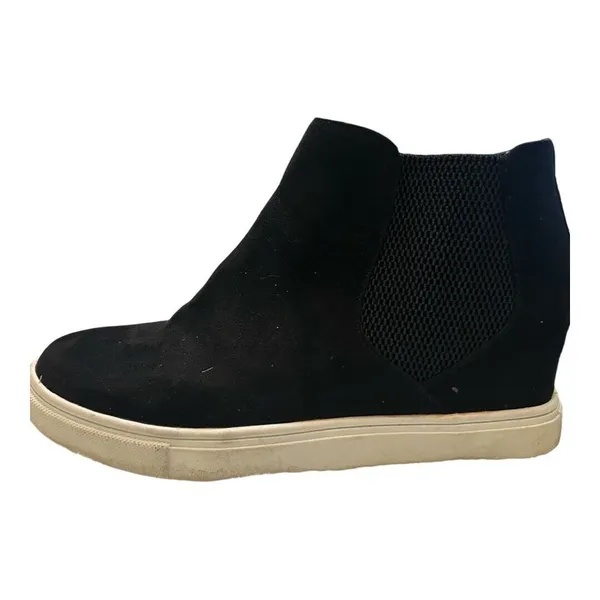 Steve Madden Wedgie Womens Black Suede Side Zipper Ankle Boots Size 7 M Used‎ - Image 3