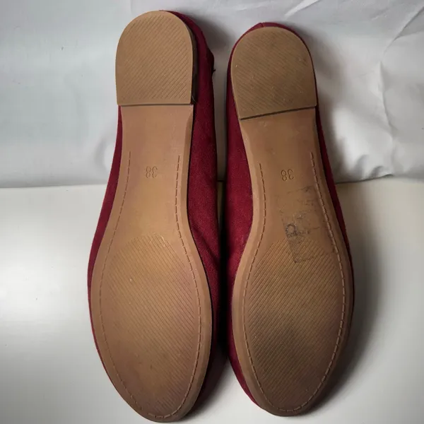 Womens Unisex H&M Size 7 EU 38 Maroon Ballet Flats Round Toe Everyday Casual - Image 2