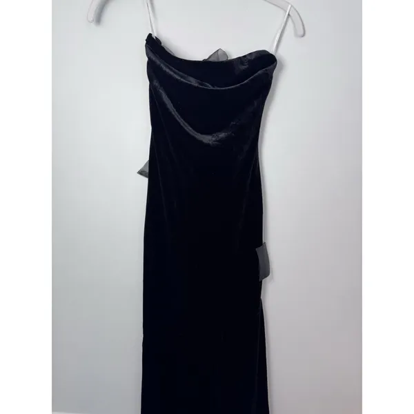 Lulu's Mesmerizing Elegance Black Velvet Back Bow Maxi Dress XS NWT $84 - Image 5