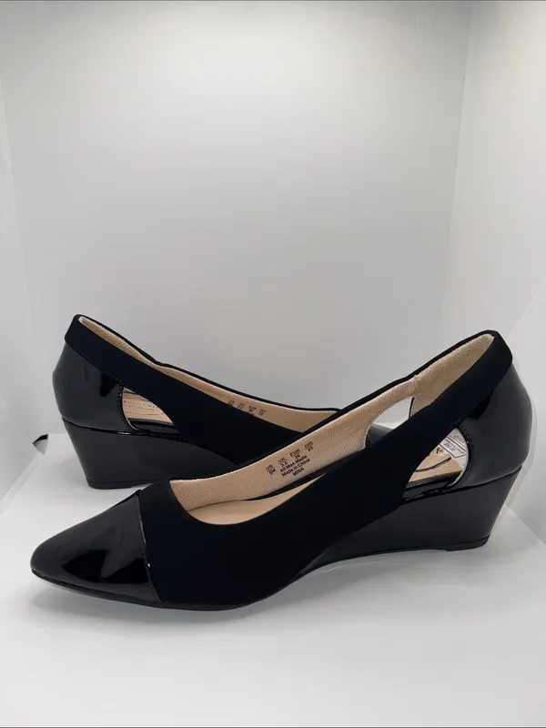 LifeStride MINA Wedge Heels Women’s 6 Vegan Patent & Matte Black - Image 5