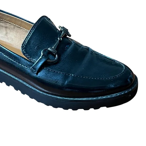 Franco Sarto Shoes Women's Size 8.5 Black Cason Loafer Flats Lug Sole Minimalist - Image 11