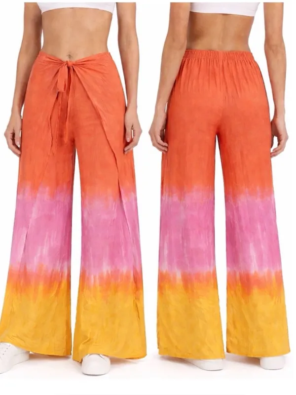 Young Fabulous & Broke Abigail Tie Front Split Wide Leg Tie Dye Pants Large NEW - Image 2