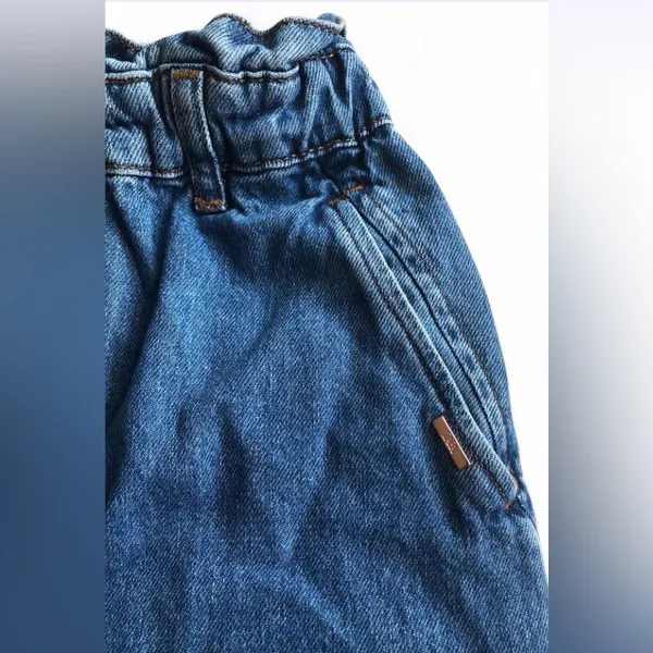 Zara Women's short Blue 100% Cotton with elastic waist Size 2 - Image 3