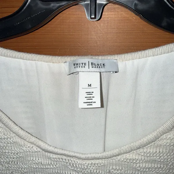 White House Black Market Sweater Knit Hi Low Ivory Coastal Medium - Image 2
