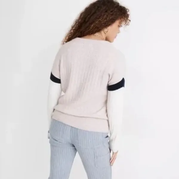 Madewell Striped Bowden Henley Sweater‎ Coziest Yarn Size Small - Image 5