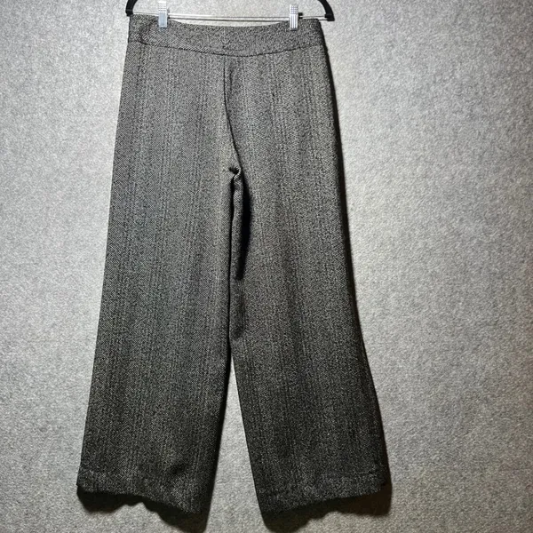 Max Studio Herringbone Sailor Wide Leg Pants Black White Button Front Size‎ 4 - Image 6