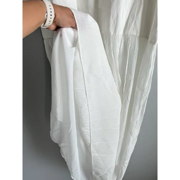 Zara ZW Collection Drop Waist MIDI Dress Oyster White Square Neck Minimalist XL - Image 10