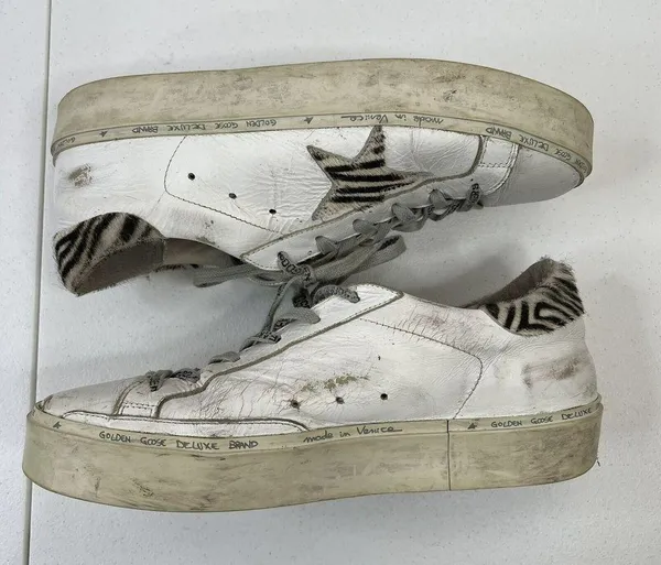 Golden Goose Size 41 Superstar Hi-Star Sneakers White Leather Zebra LTD 189/255 - Image 4