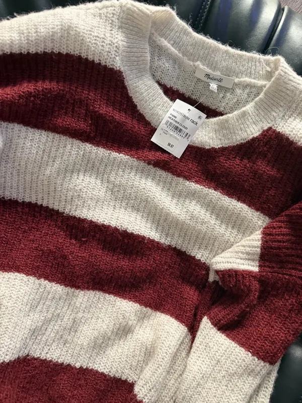 Madewell red and White Striped soft Knit Pullover Sweater - Image 2