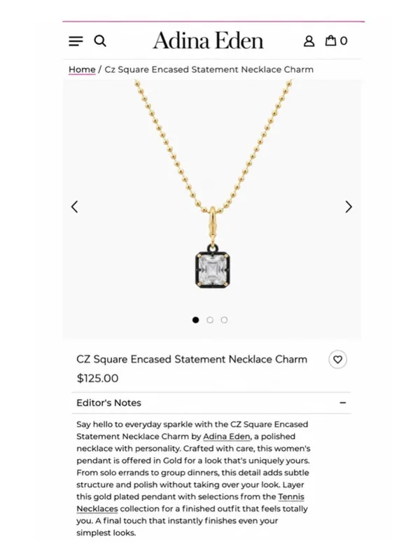 Revolve x Adina Eden Square Encased Statement Necklace Charm - Image 8