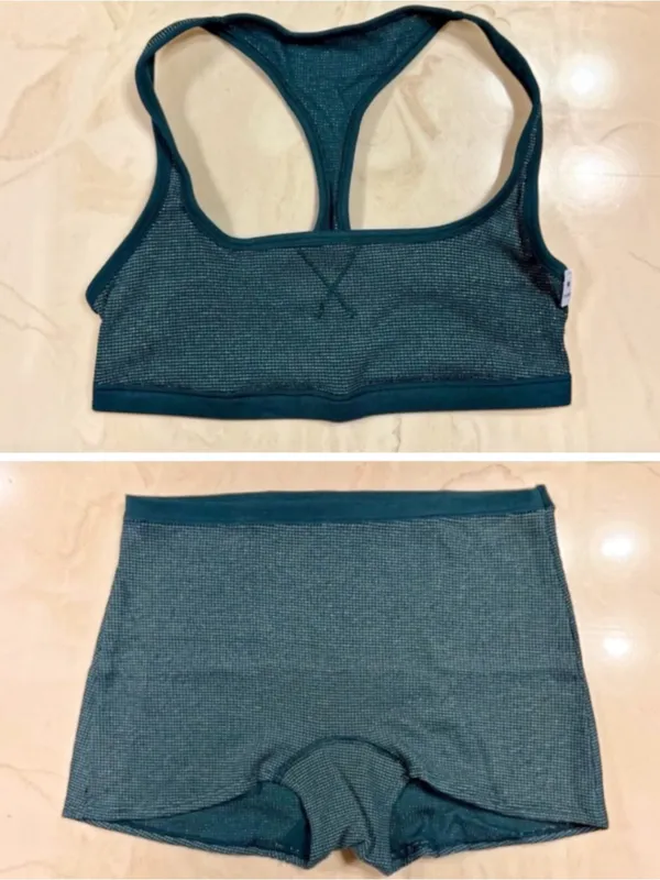 PINK VICTORIA’S SECRET Cotton Dorm Shine Green Waffle Knit Bralette Boyshorts M - Image 2