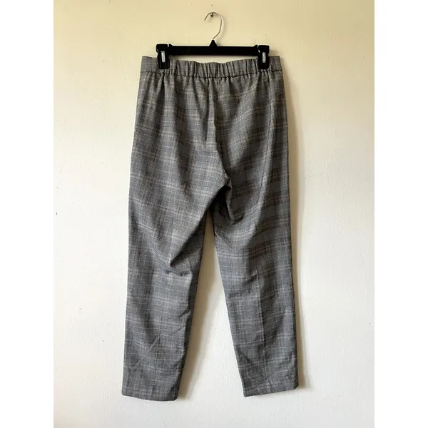 Aritzia Babaton Conan Pants Cropped Gray Check High Rise Pull On Plaid Size 8 - Image 9