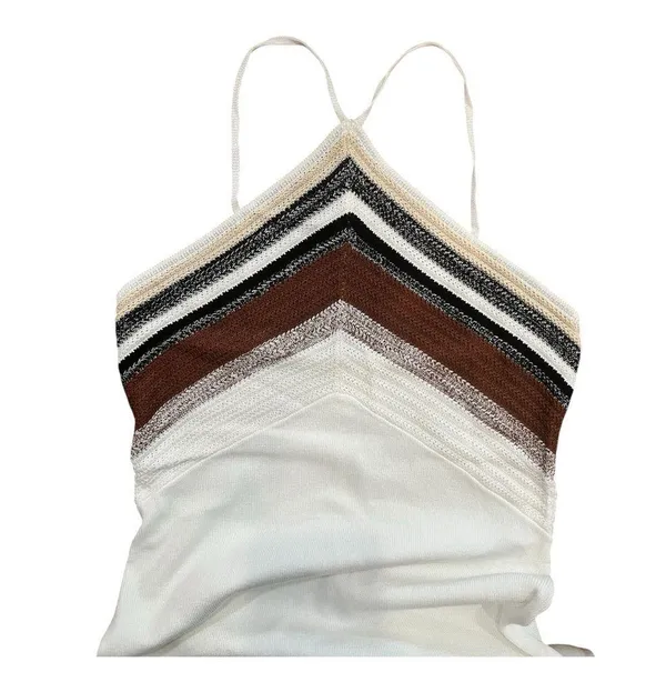 COMMENSE Color Block Knit Halter Dress COLOR - Multicolor, Size Medium NWT - Image 4