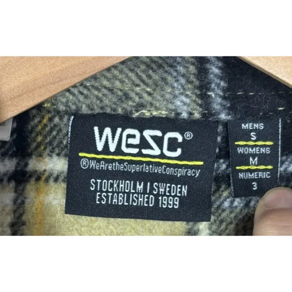 WeSC Overshirt Yellow Black Oden OG Plaid Flannel Mens S Womens M‎ Street Grunge - Image 5