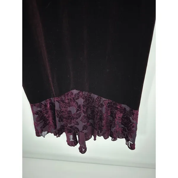 Y2K Purple Maxi Velvet Dress Size M Floral Sleeveless Whimsigoth‎ Dark Grunge - Image 3