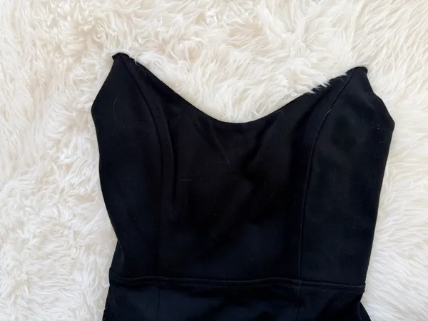 Babaton Black Strapless Sweetheart Midi Dress with Slit Size 00 - Image 3