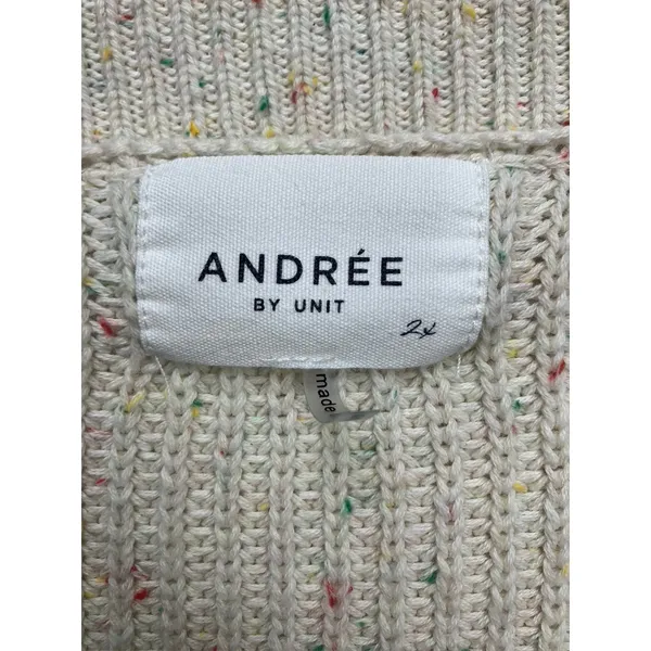ANDRÉE BY UNIT Speckled V Neck Cotton Sweater Knit‎ Top Plus Size 2X - Image 2