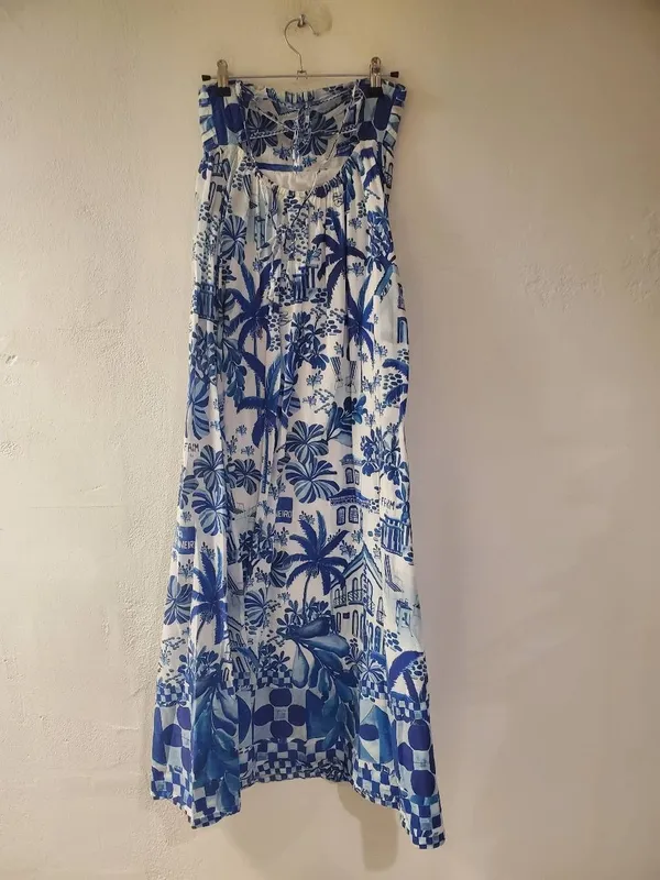 FARM Rio Sweet Rio Maxi Dress in Blue White XXS - Image 3
