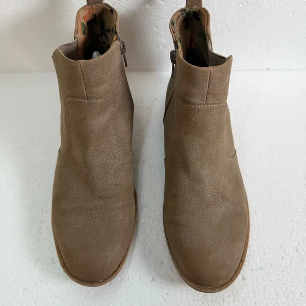 BOC Brown Ankle Booties Women's 8 Side Zip 1" Heel Round Toe - Image 2