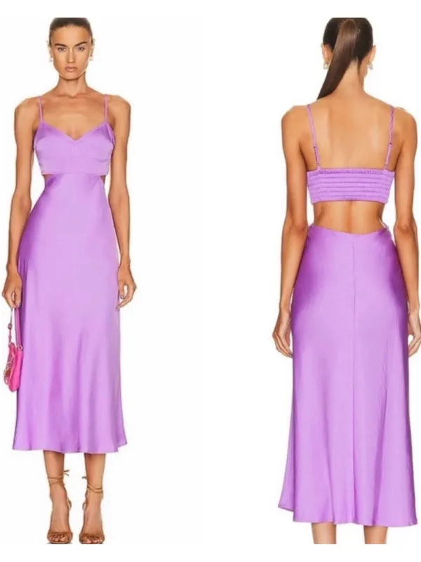 A.L.C Frank NWT Blakely Satin Side Cut-Out Open Back Dress in Amethyst Orchid Size 6 - Image 2