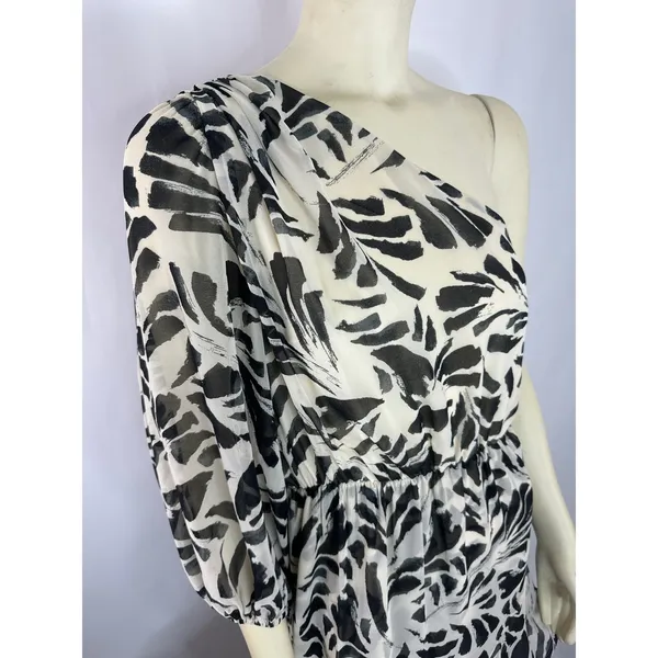Alexis Fot Target Botanical Black White one shoulder high low Dress Small - Image 10