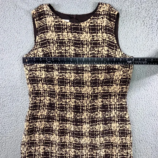 Talbots Petites Pure Silk Plaid Sheath Dress Women 10 Brown Beige Sleeveless‎ - Image 3