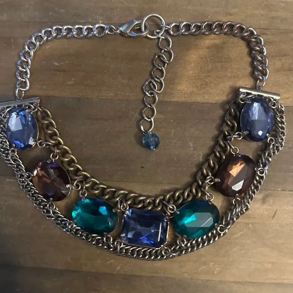 Vintage Chunky Gemstone Statement Collar Necklace Multiple - Image 2