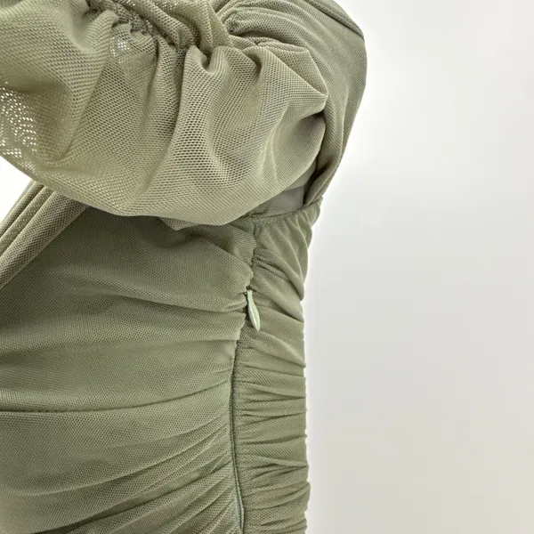 Selfie Leslie Ruched Off Shoulder Mini Dress S Olive Green Long‎ Sleeve Bodycon - Image 5