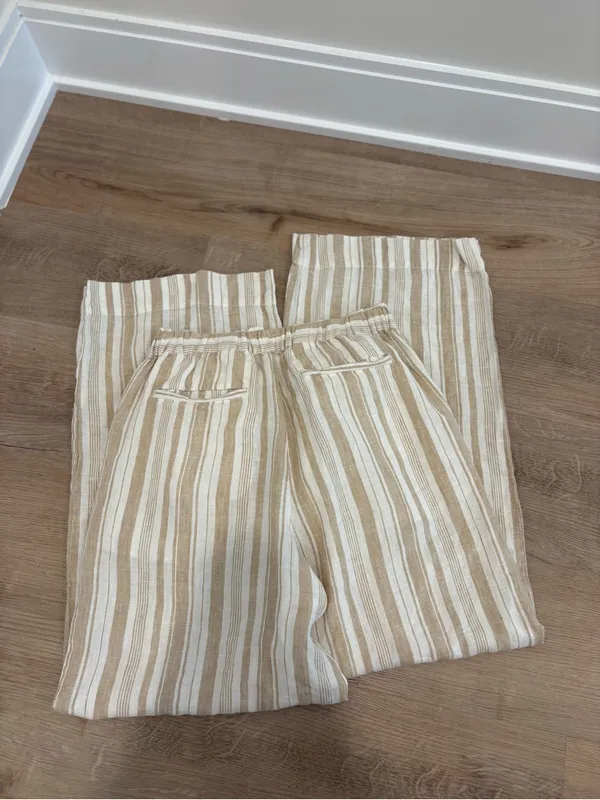 Faherty Monterey 100% Linen Elastic Waist Wide Leg Pants Size Small - Image 5